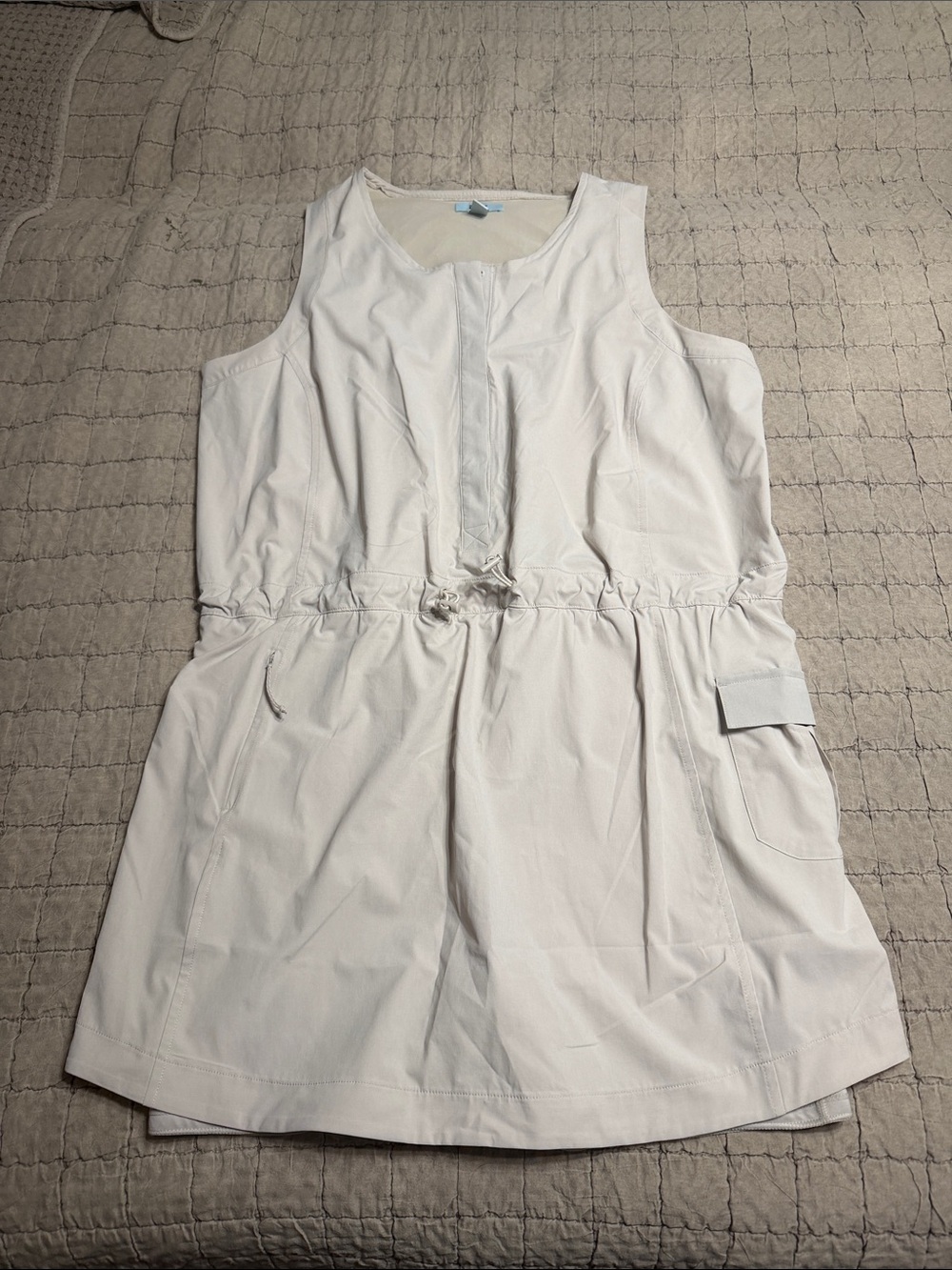 Lightweight White Sleeveless Drawstring Jumpsuit